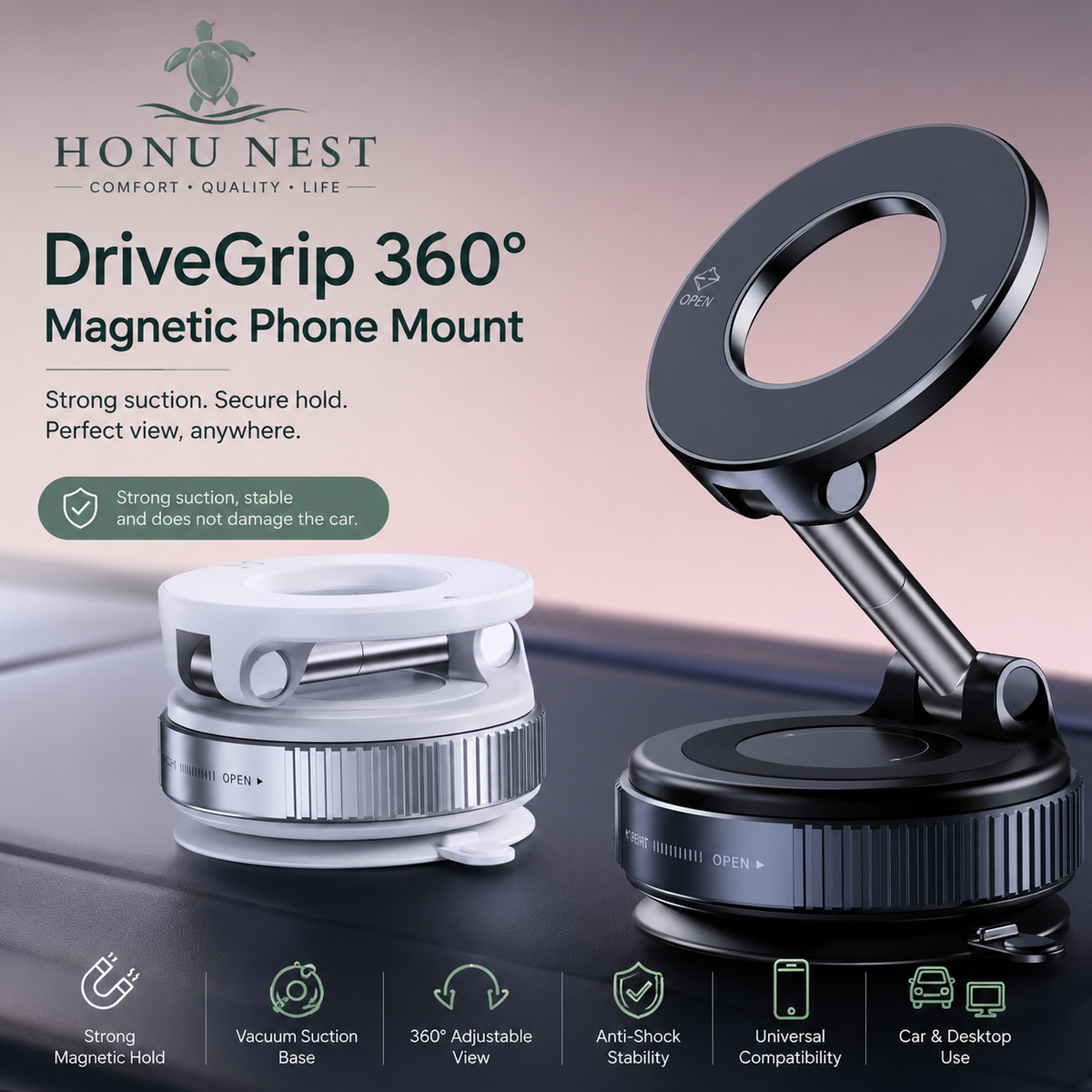 Honu Nest™ FlexGrip Magnetic Phone Mount