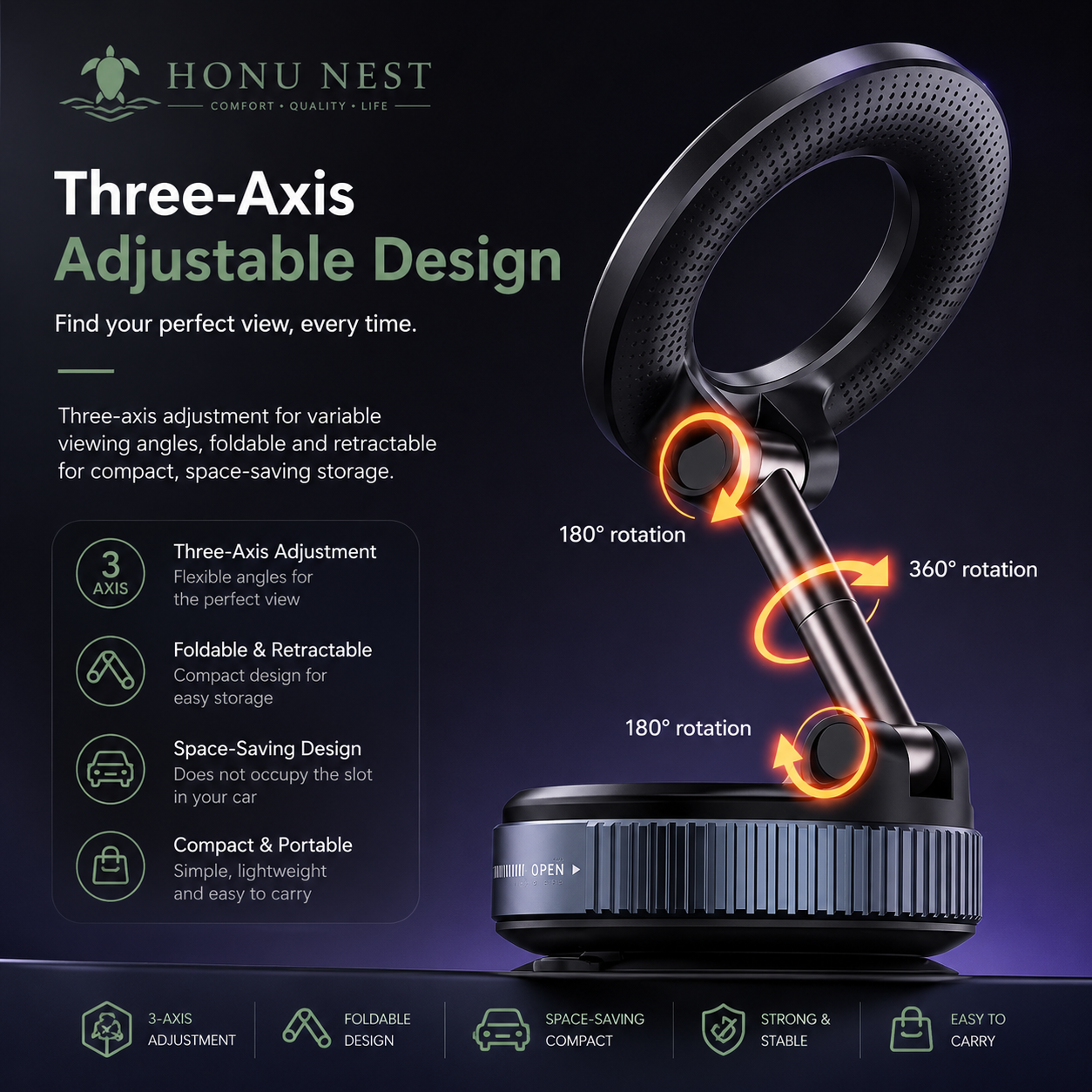 Honu Nest™ FlexGrip Magnetic Phone Mount