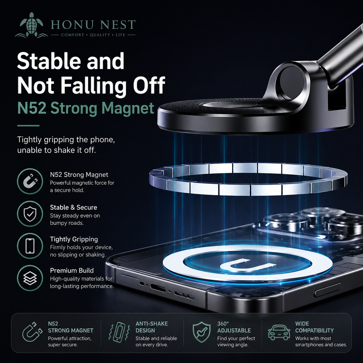 Honu Nest™ FlexGrip Magnetic Phone Mount